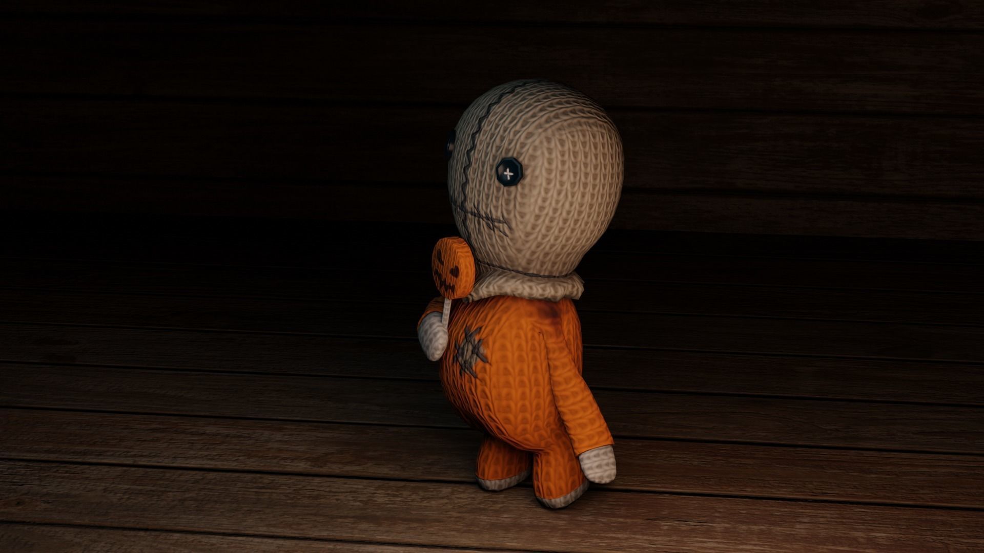 Burlap knitted doll Low-poly 3D model_9