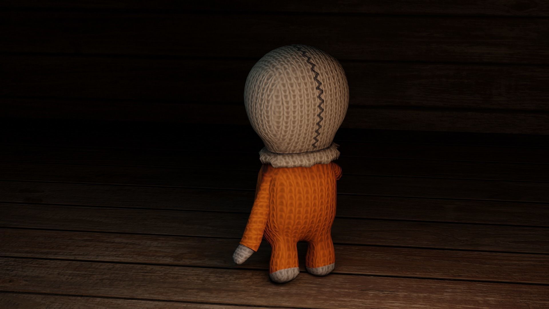 Burlap knitted doll Low-poly 3D model_26