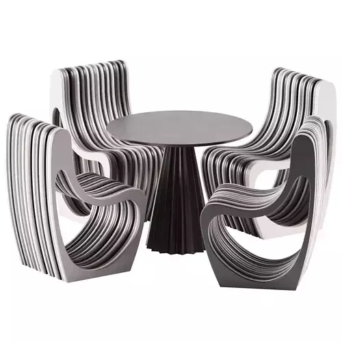 PLISSE Table by Midj and Bisnile Chair by Oltreforma