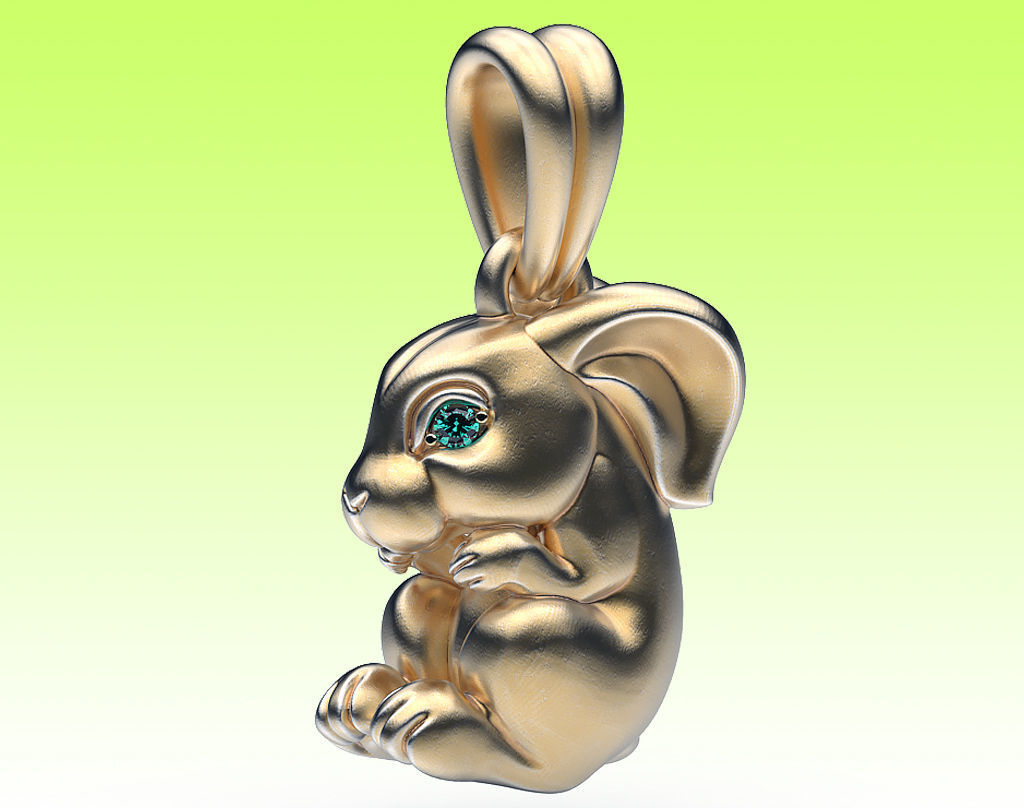 Pendant Rabbit 3D print model_12
