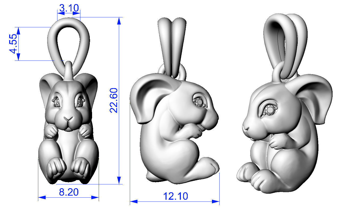 Pendant Rabbit 3D print model_13