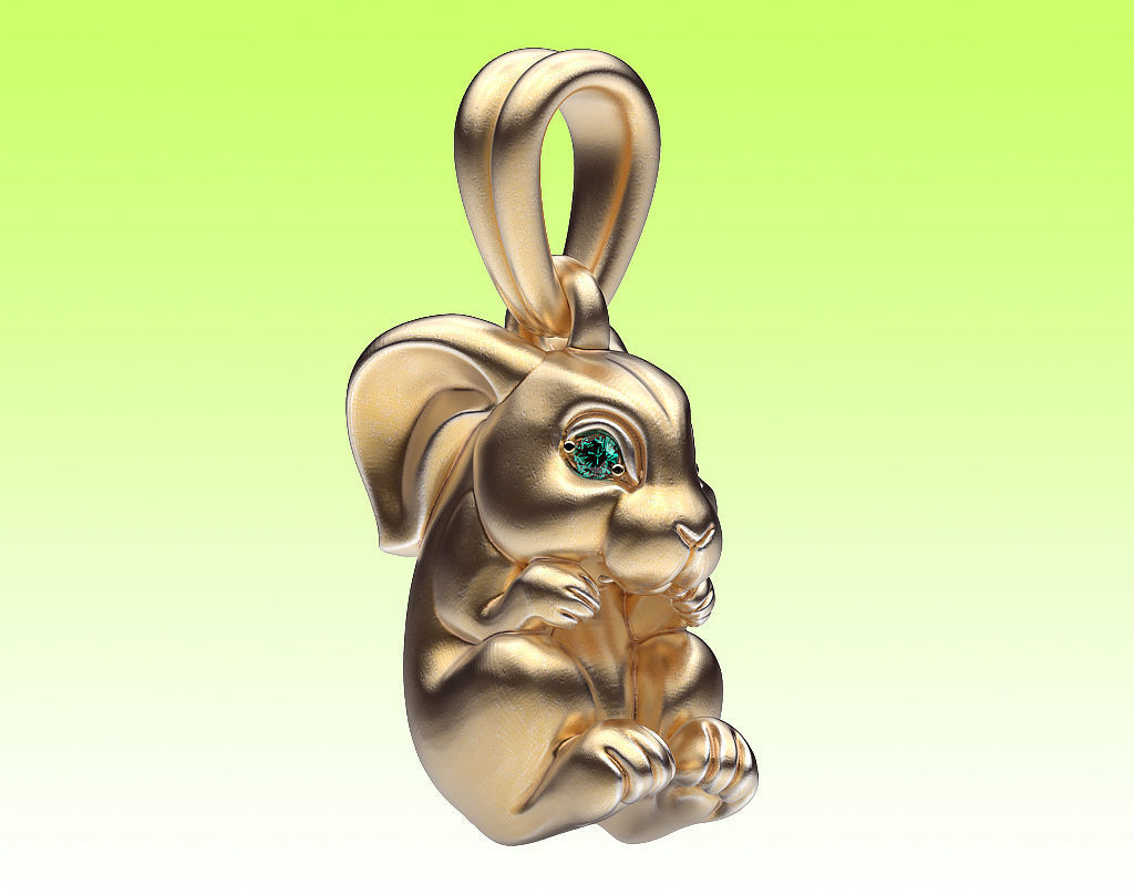 Pendant Rabbit 3D print model_3