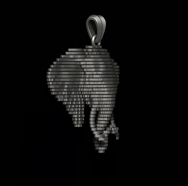 sliced elephant pendant 3D print model_6