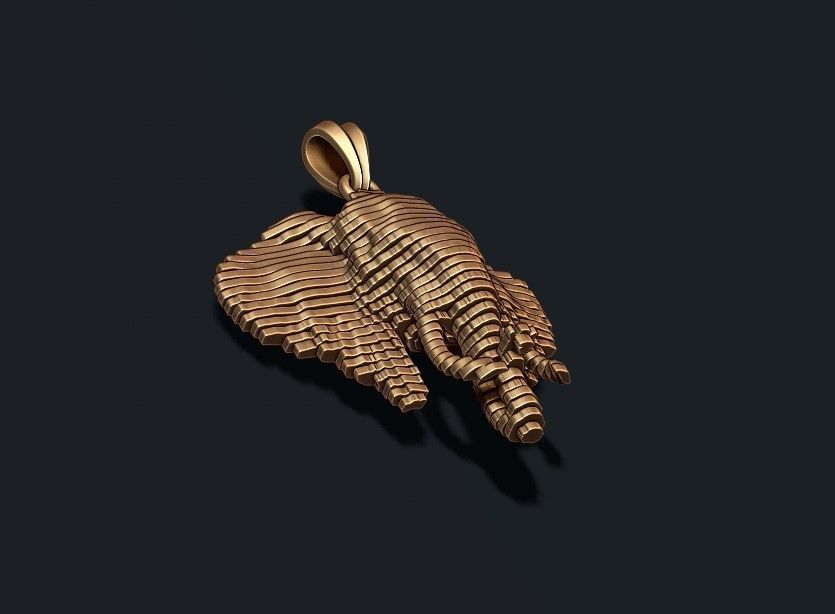 sliced elephant pendant 3D print model_2