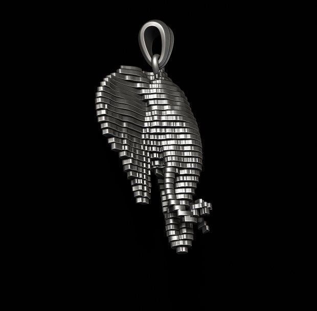 sliced elephant pendant 3D print model_7