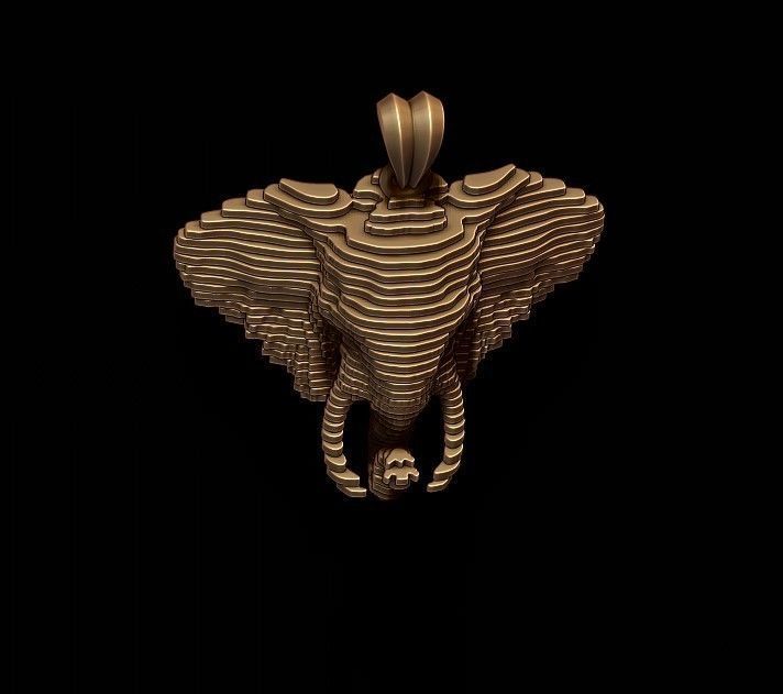 sliced elephant pendant 3D print model_3