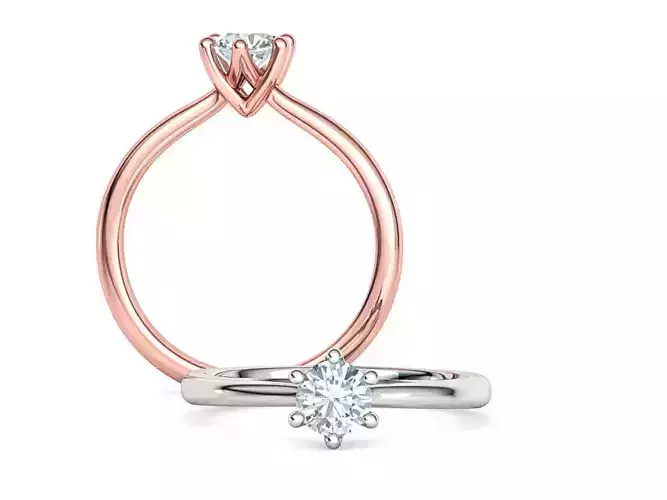 Evelyn 6claw Solitaire Ring 5mm stone 3dprint model 3D print model