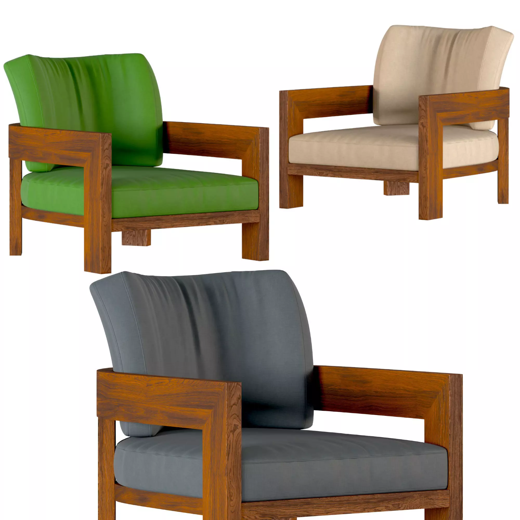 Alison Iroko Outdoor chair 3D model