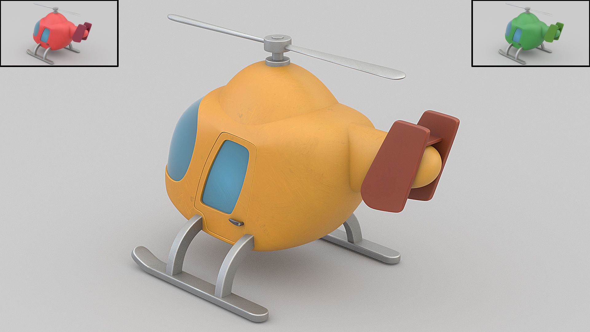 cartoon helicopter Free low-poly 3D model_2