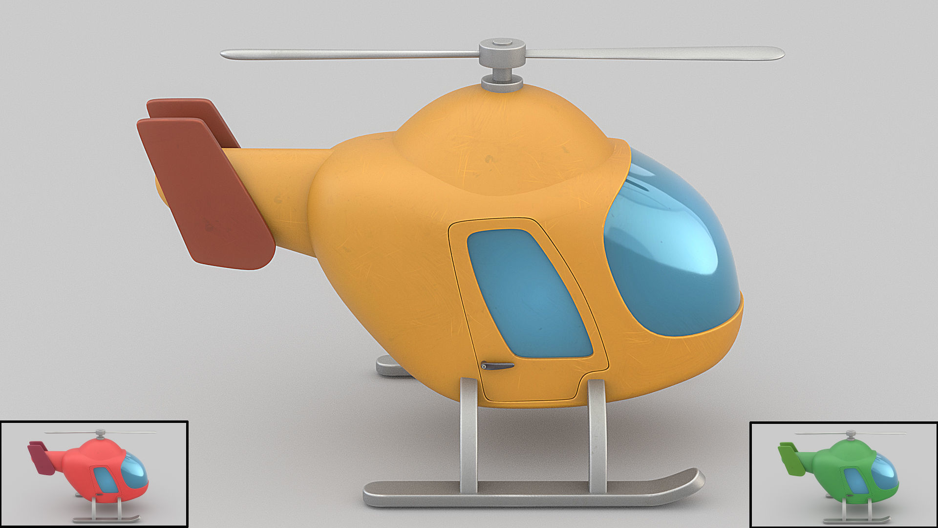 cartoon helicopter Free low-poly 3D model_4