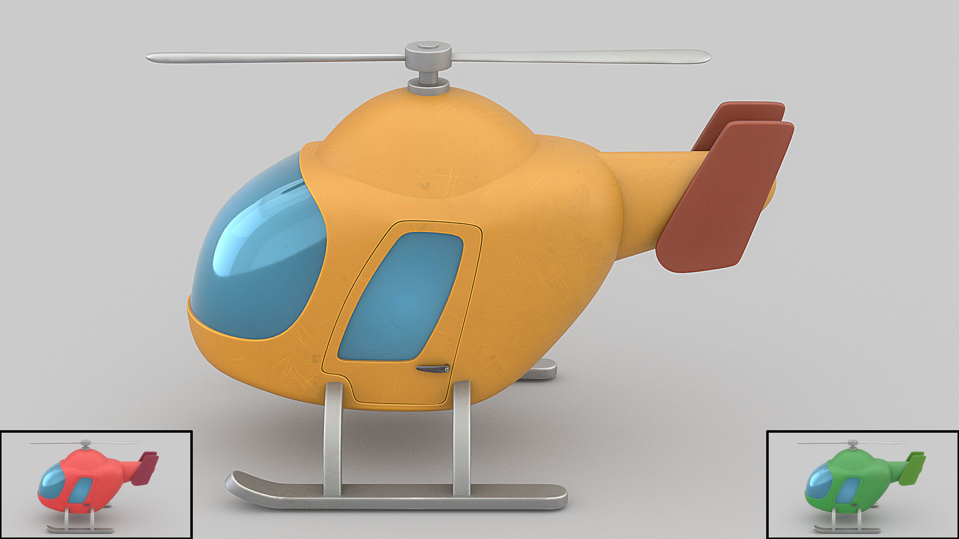 cartoon helicopter Free low-poly 3D model_1