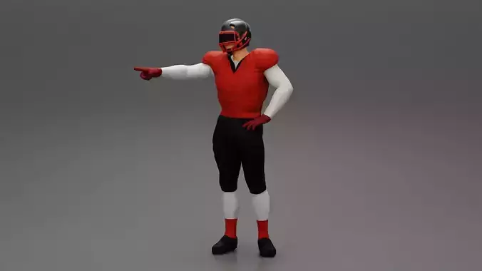 Rugby player standing pointing to the ball 3D print model