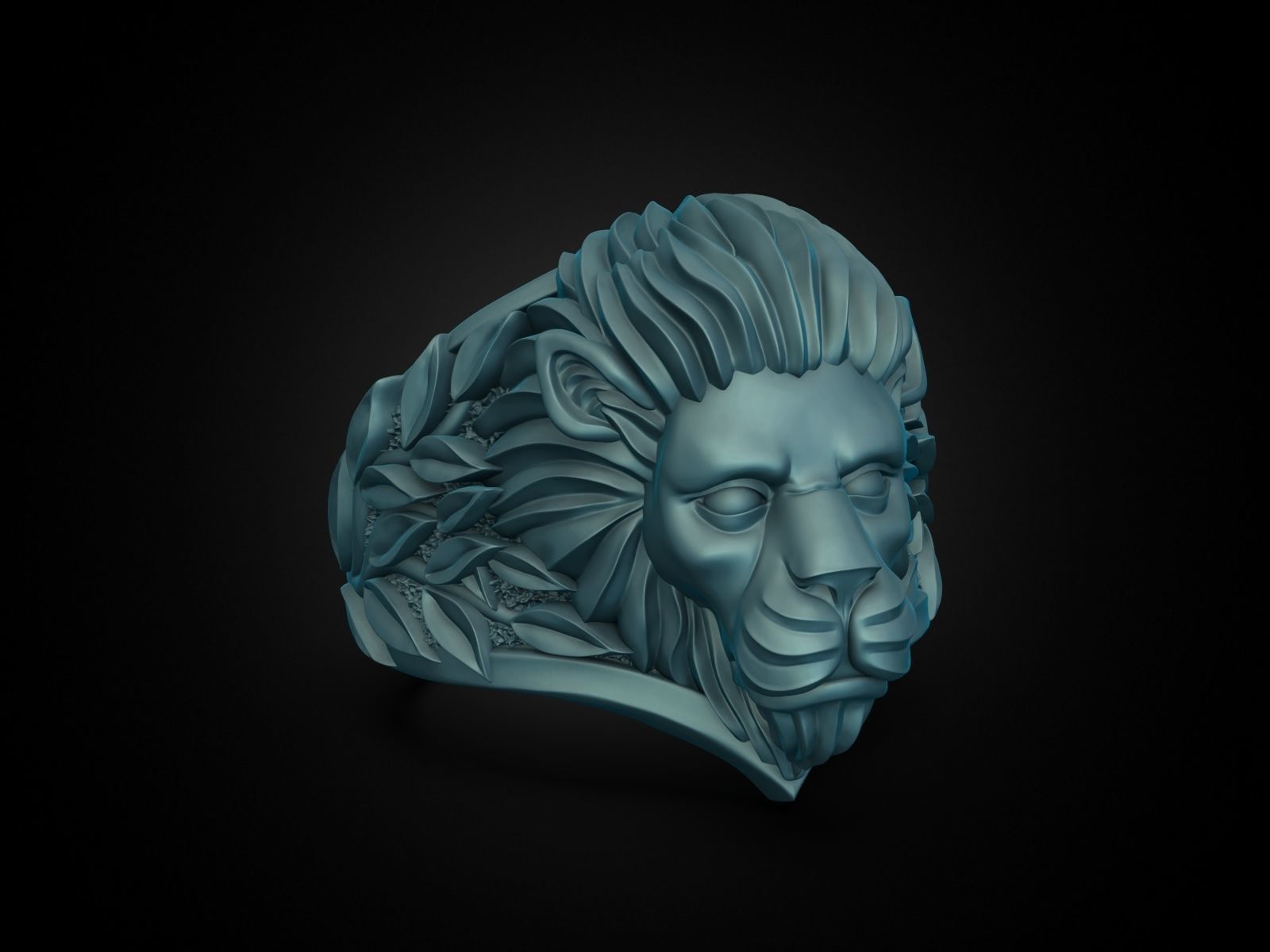 Ring Lion head and branches 3D print model_21