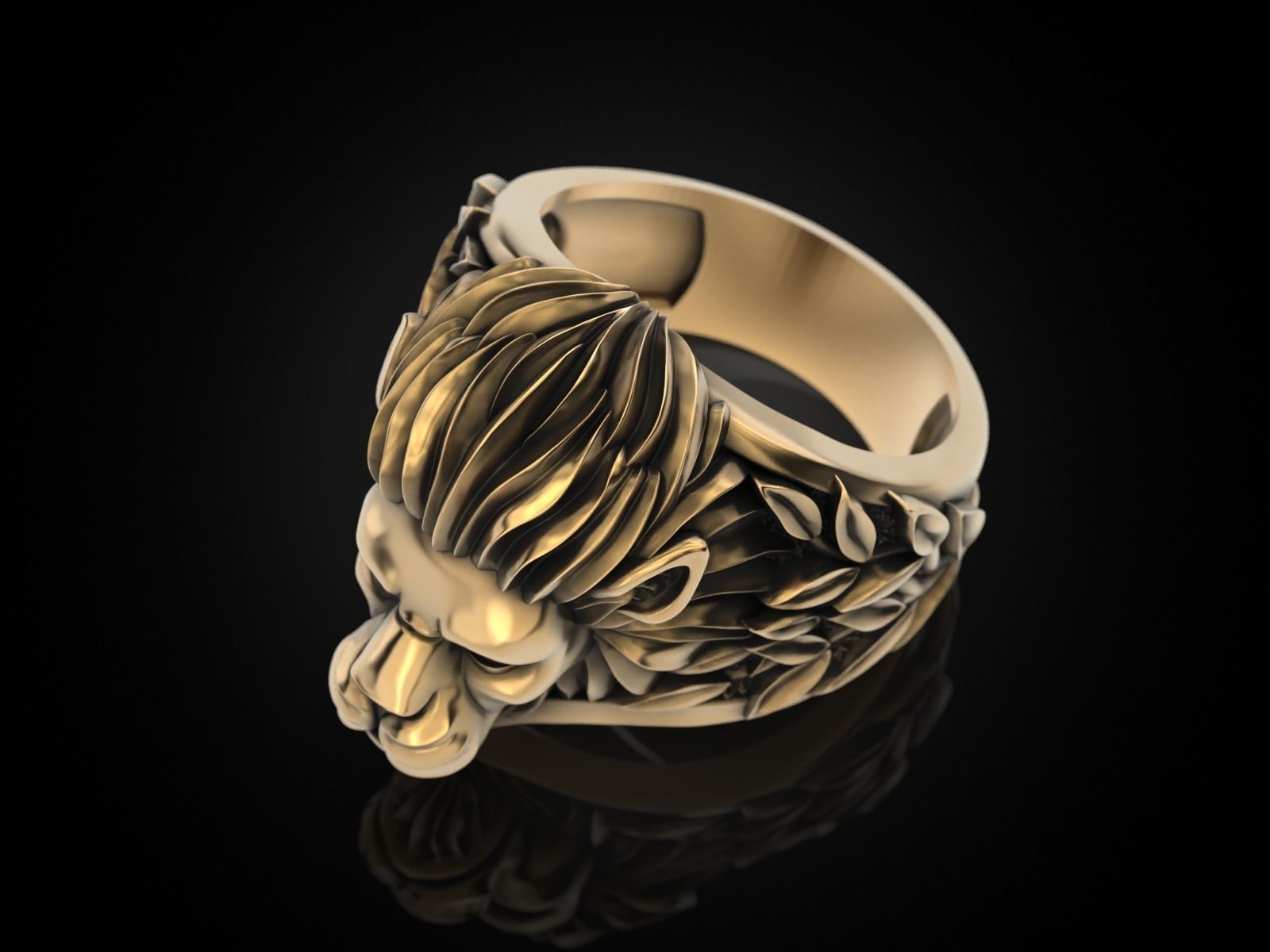 Ring Lion head and branches 3D print model_8