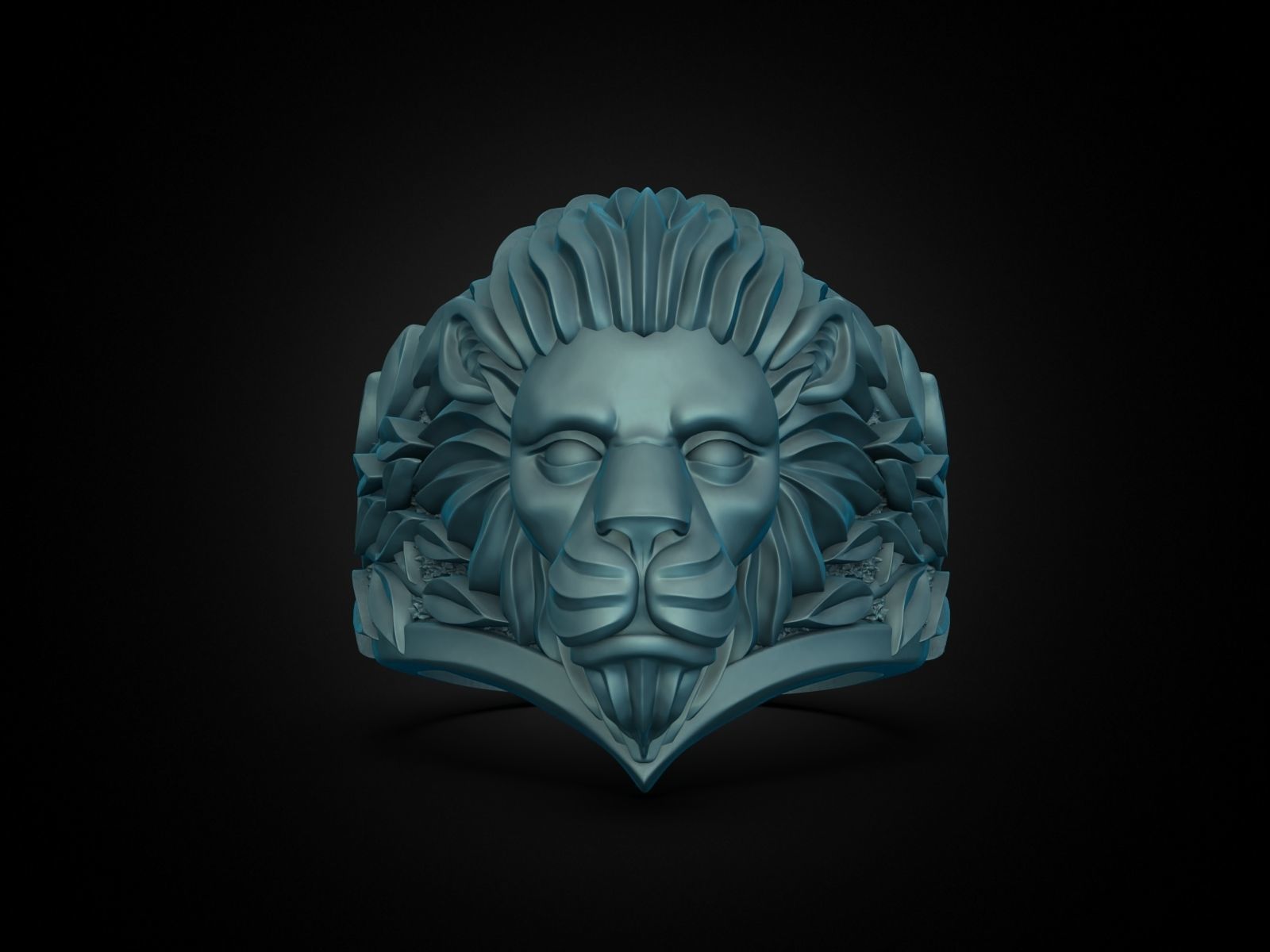 Ring Lion head and branches 3D print model_20