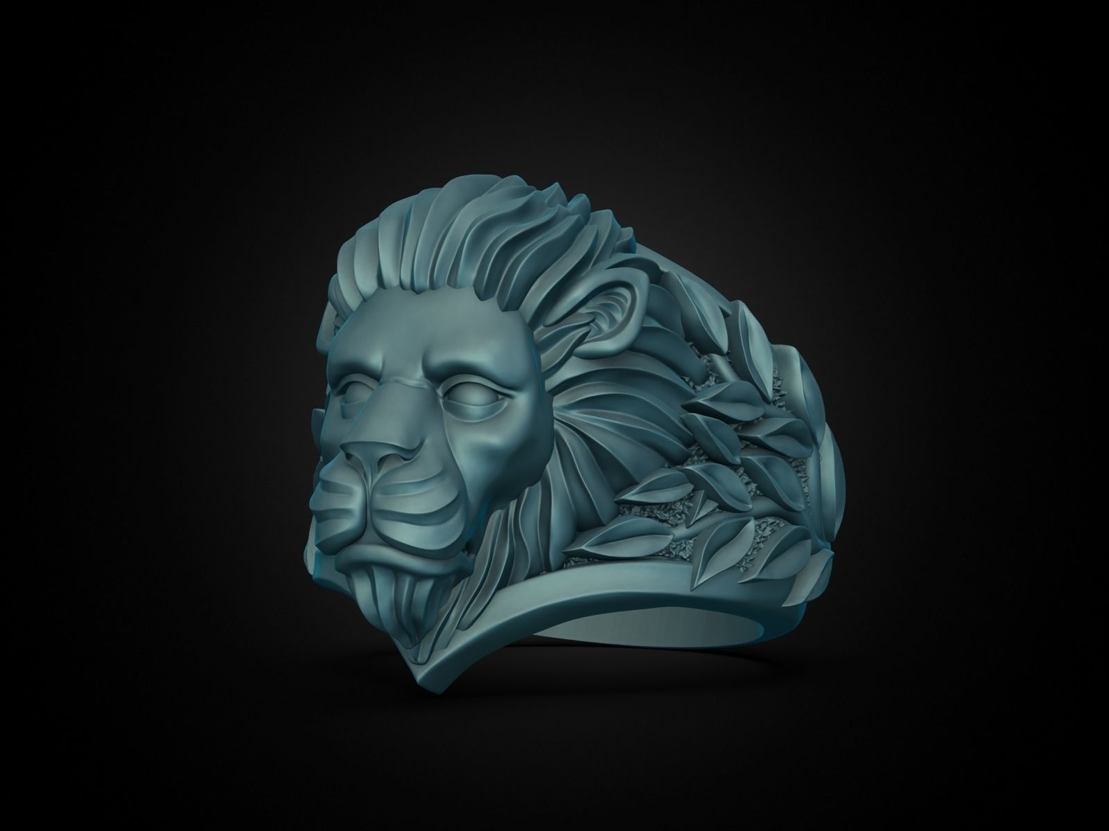 Ring Lion head and branches 3D print model_19
