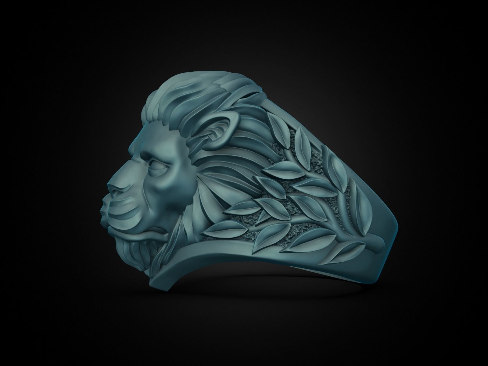 Ring Lion head and branches 3D print model_23