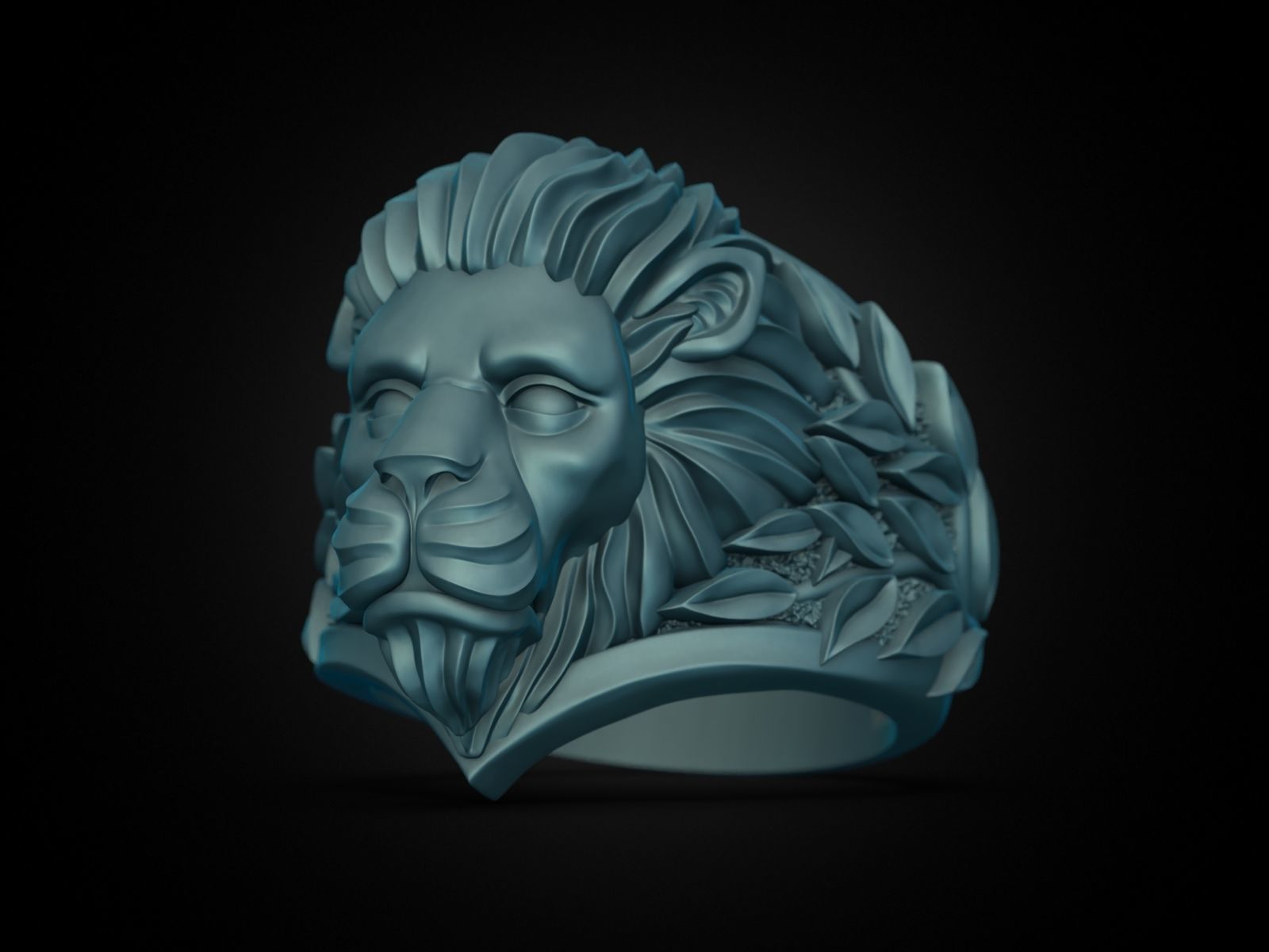 Ring Lion head and branches 3D print model_26