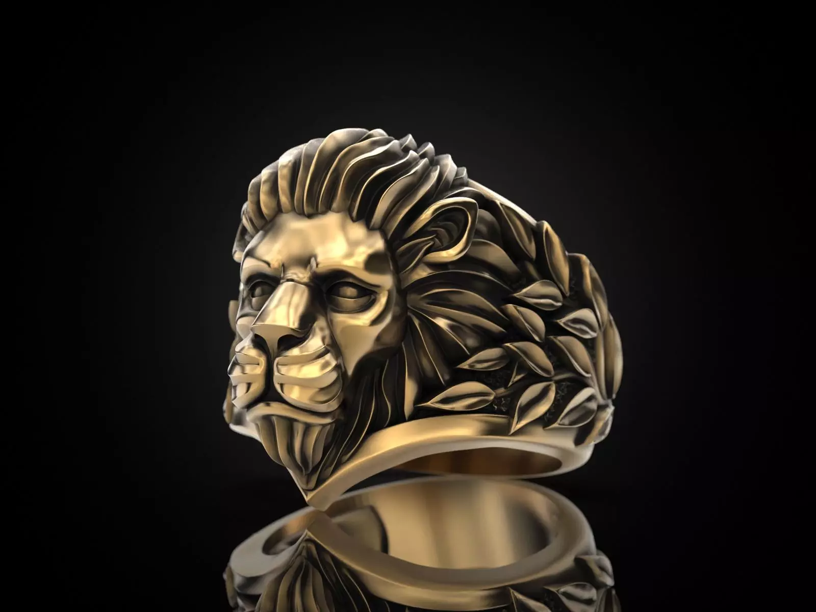 Ring Lion head and branches 3D print model_0