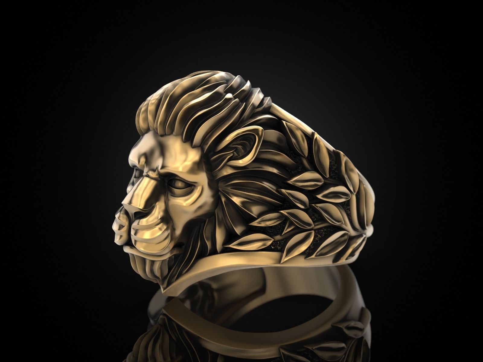 Ring Lion head and branches 3D print model_4