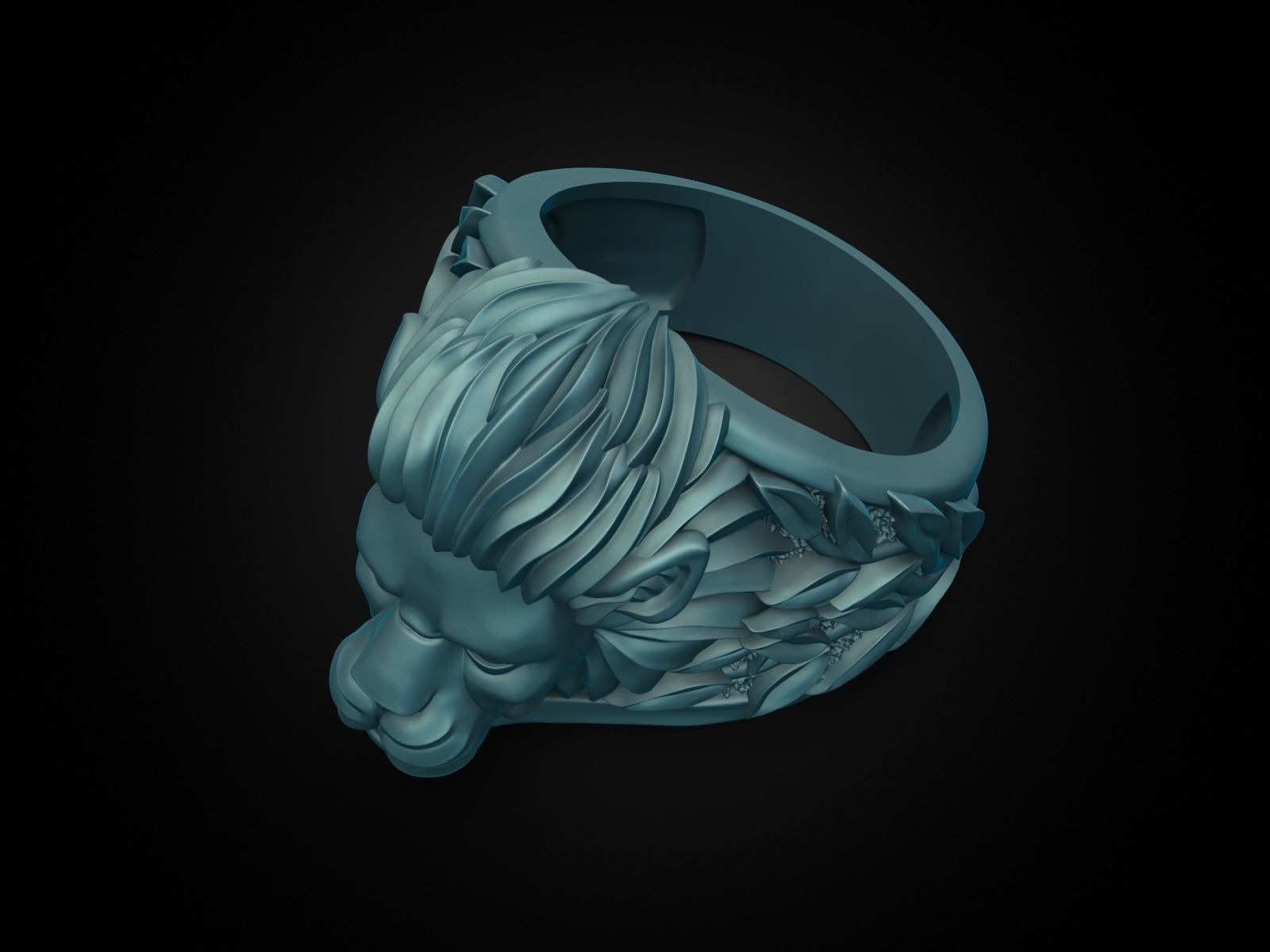 Ring Lion head and branches 3D print model_25
