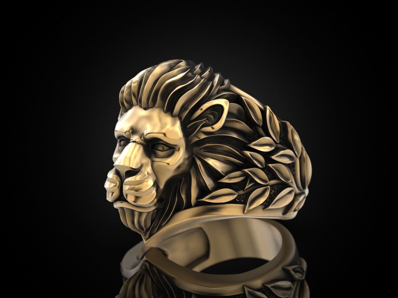 Ring Lion head and branches 3D print model_1