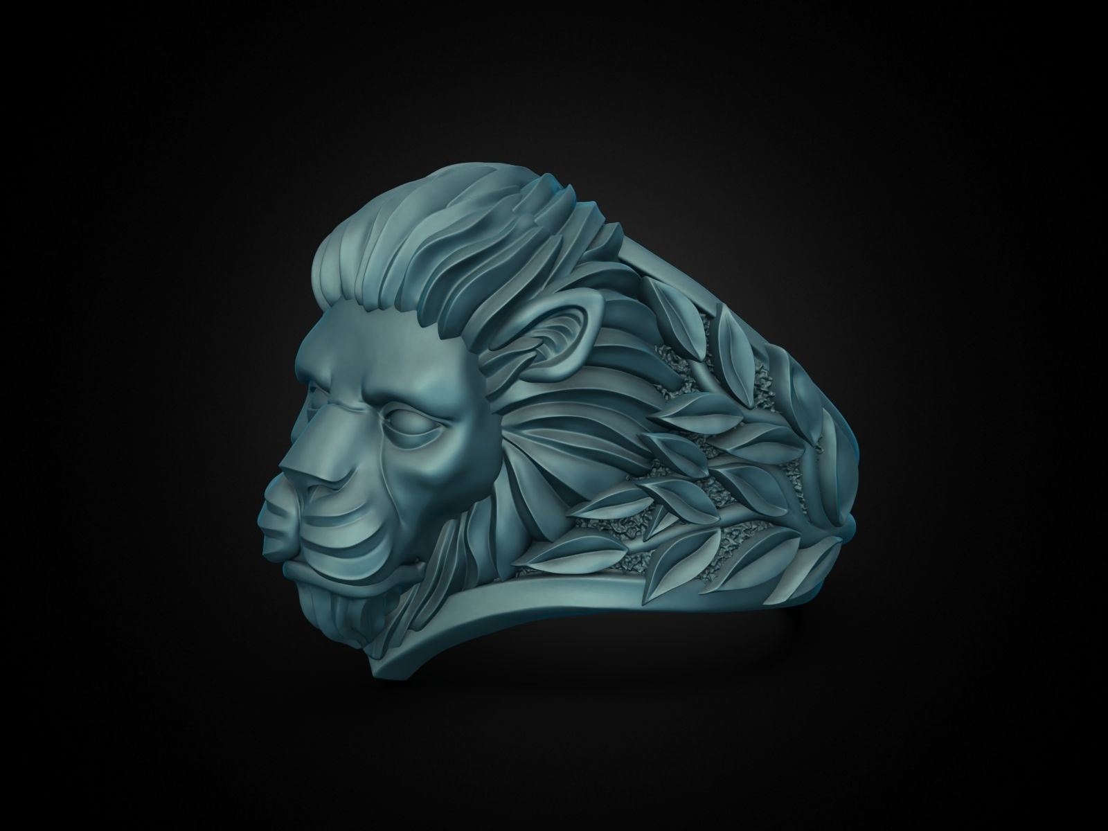 Ring Lion head and branches 3D print model_22