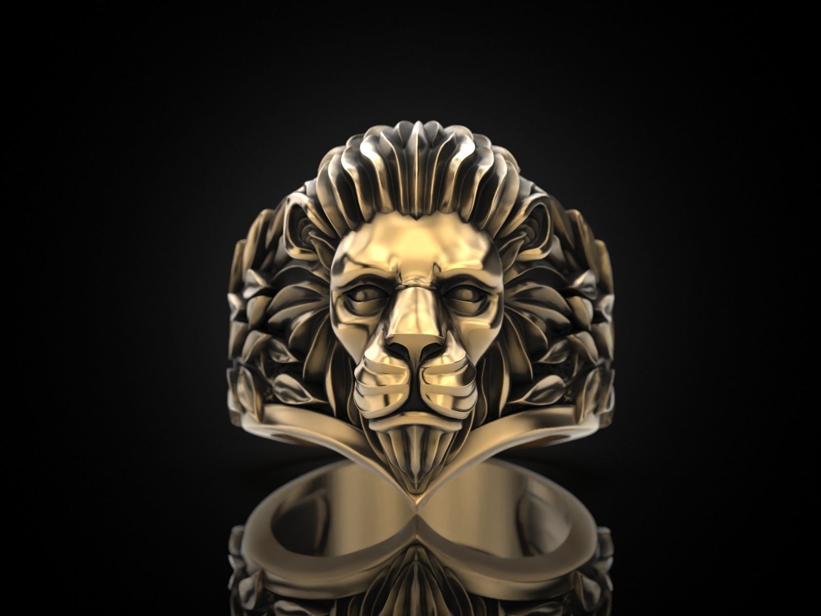 Ring Lion head and branches 3D print model_3