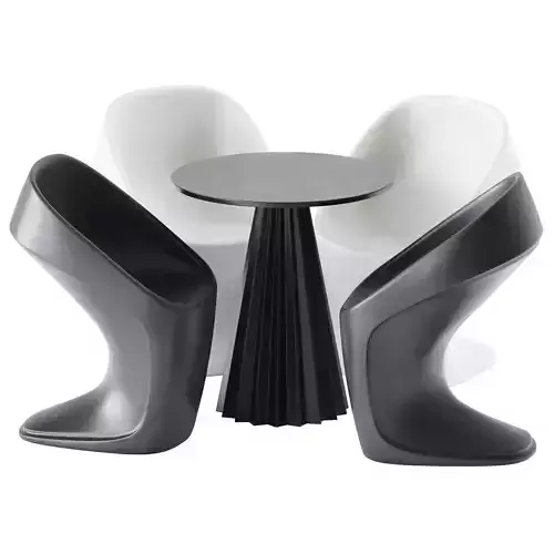 Ufo Chair by Vondom and PLISSE Table by Midj