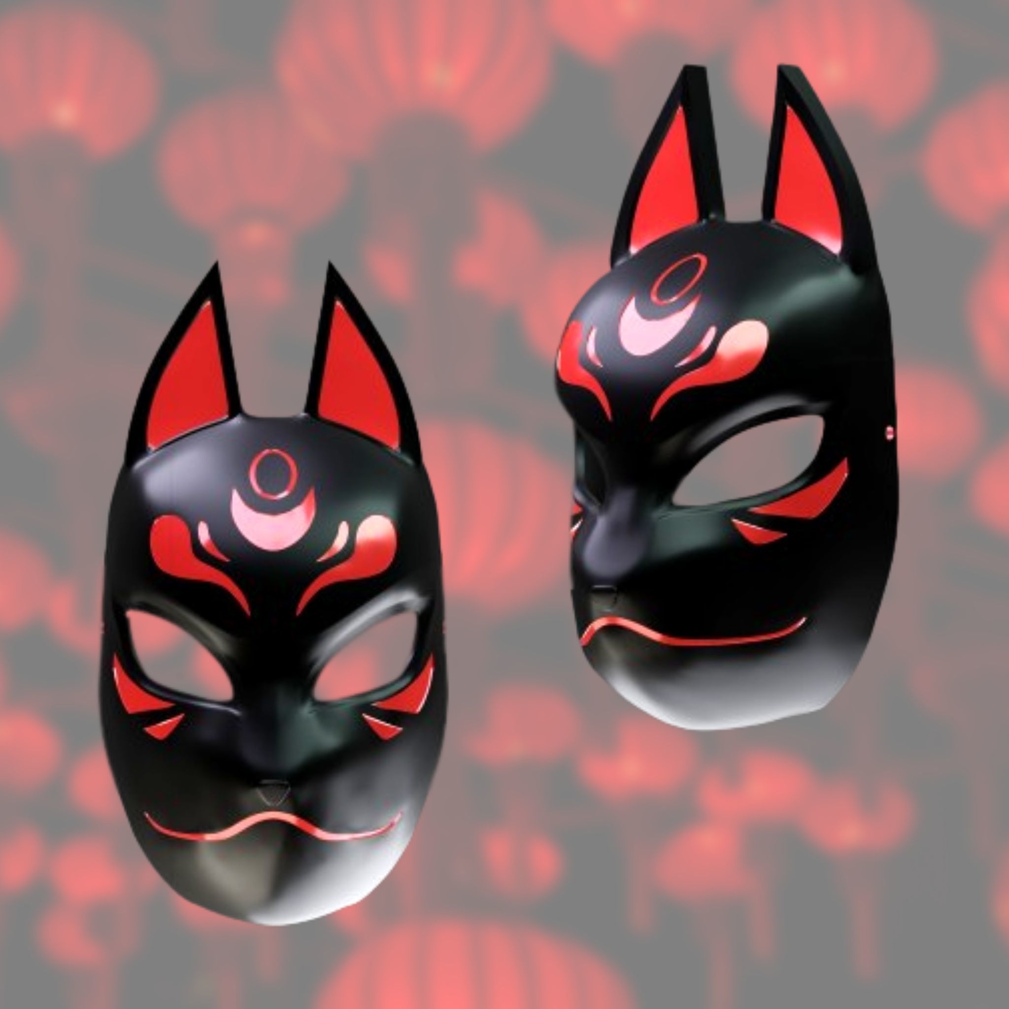 Kitsune mask Japanese Fox Masks 3D print model_11