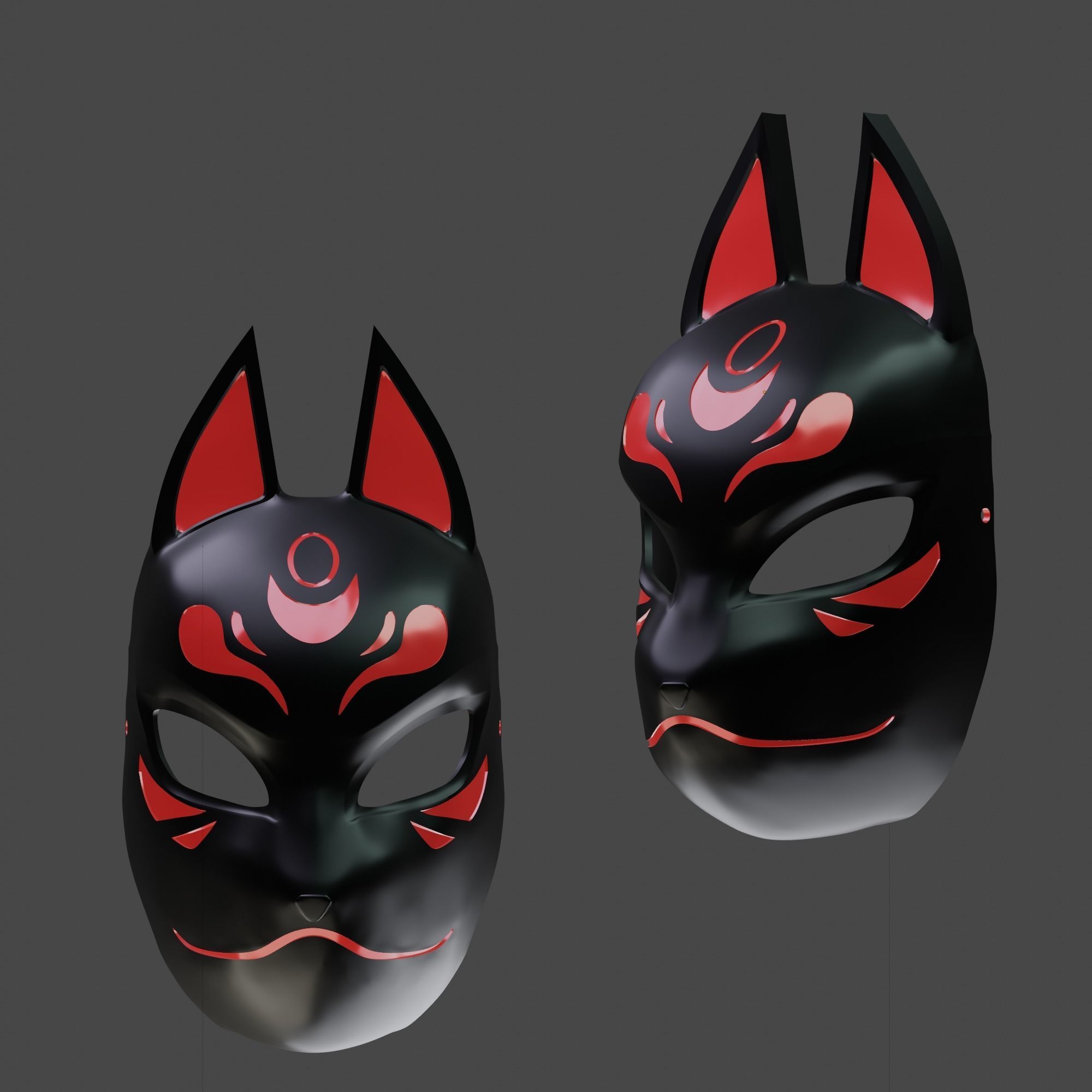 Kitsune mask Japanese Fox Masks 3D print model_2