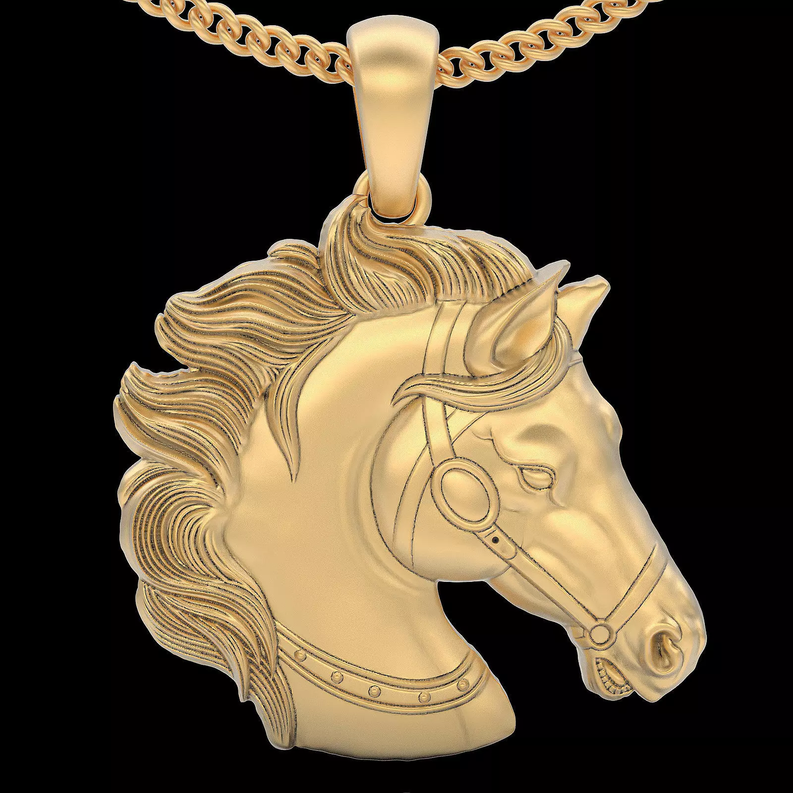 Horse head pendant silver gold printable jewelry 3D model 3D print model