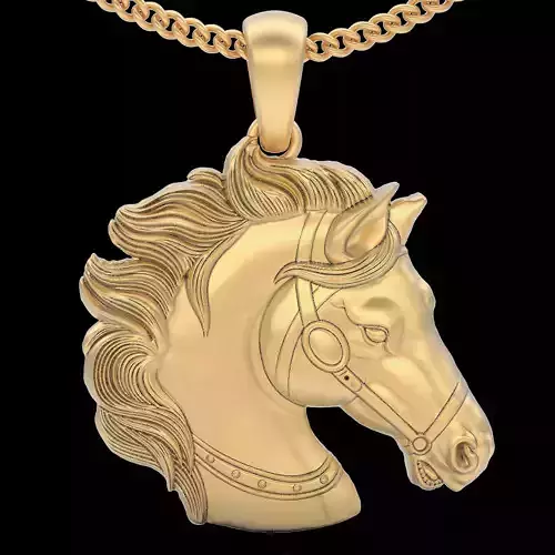 Horse head pendant silver gold printable jewelry 3D model