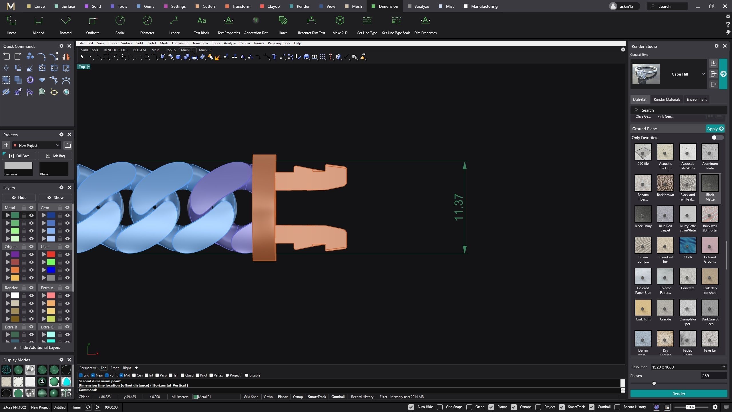 11mm gourmet bracelet-cuban chain 3D print model_3