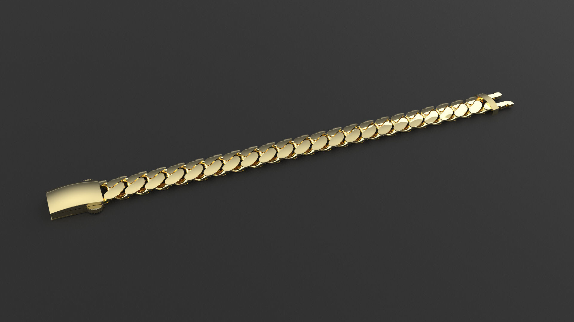 11mm gourmet bracelet-cuban chain 3D print model_1