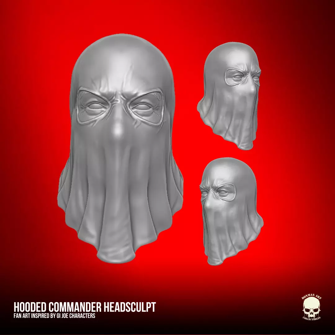 Hooded Commander Head For Action Figures 3D print model