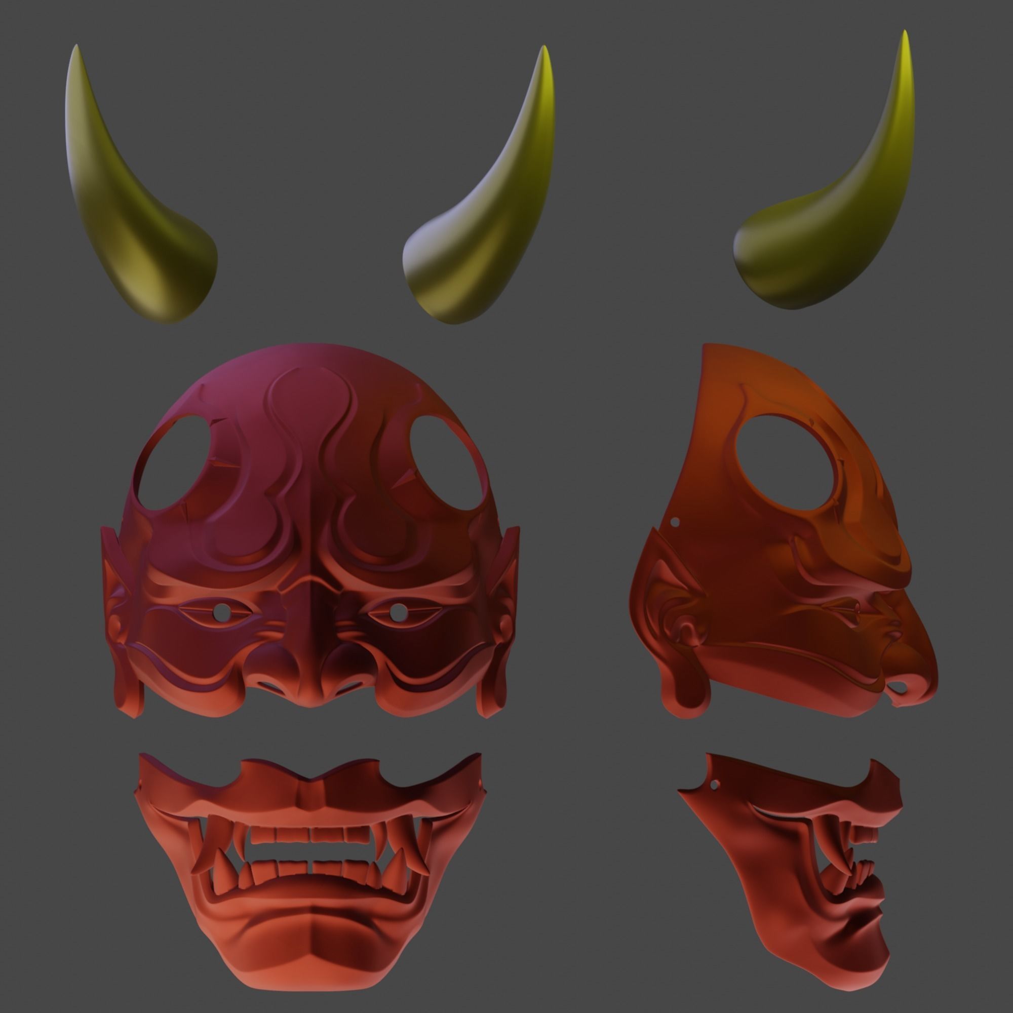 Oni mask Masks 3D print model_13