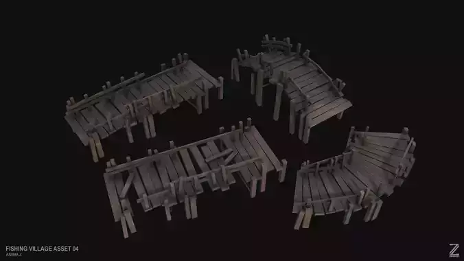 Fishing village asset 04 Low-poly 3D model