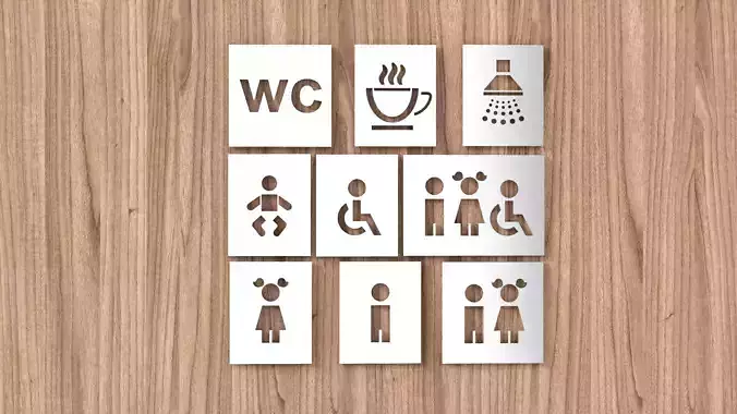 Toilet door sign 3D print model or laser cutting 3D print model
