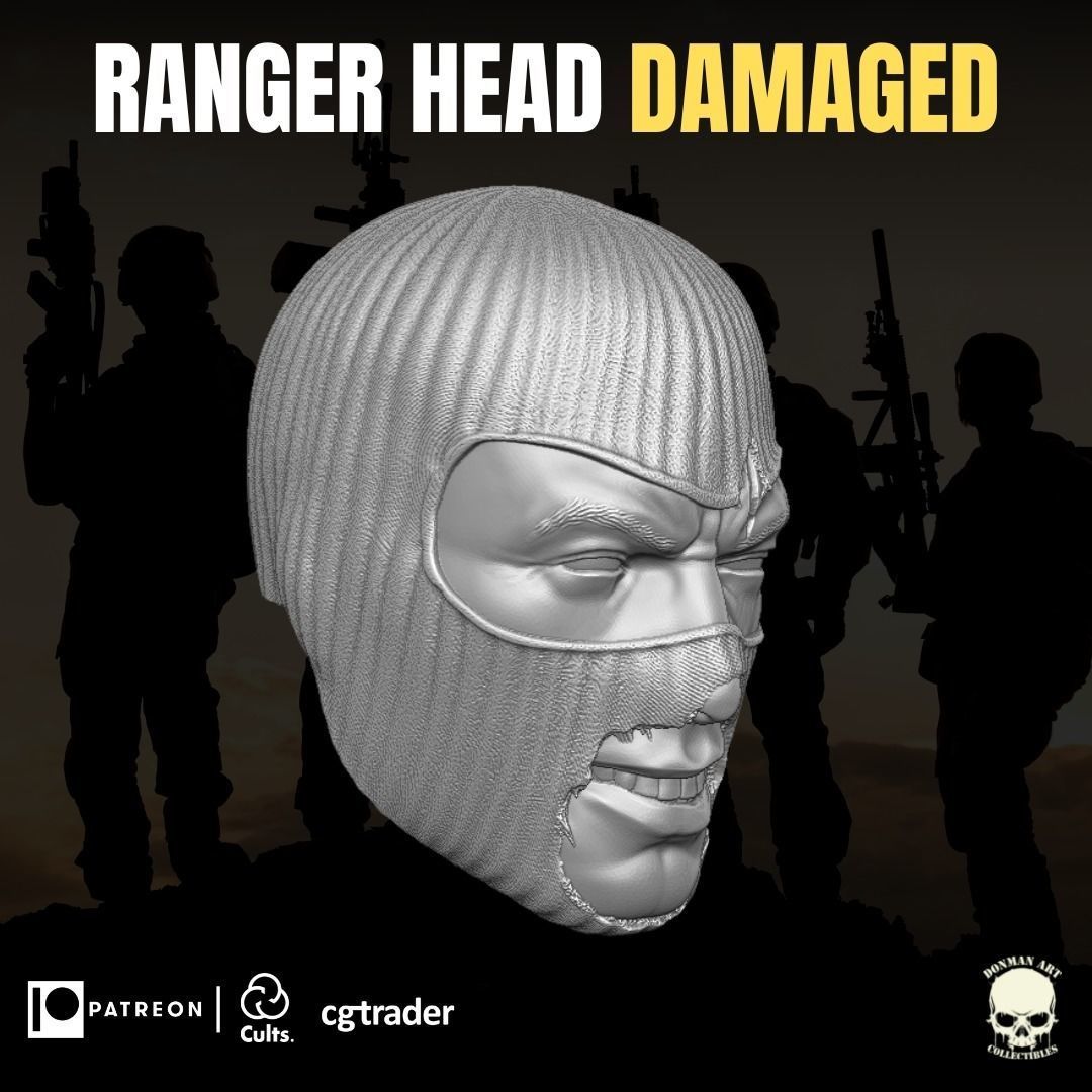 Ranger Damaged Head For Action Figures 3D print model_6