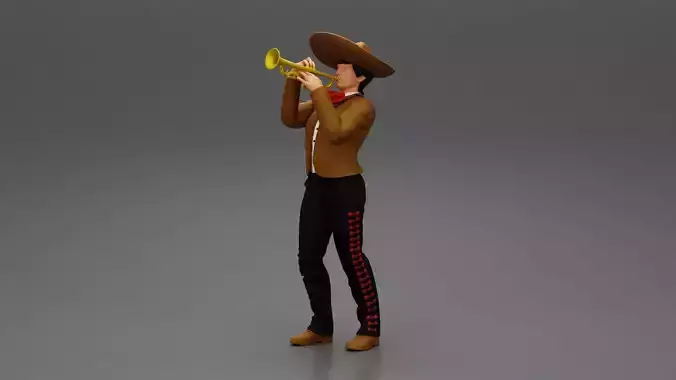 Mariachi mexican musician playing on trumpet