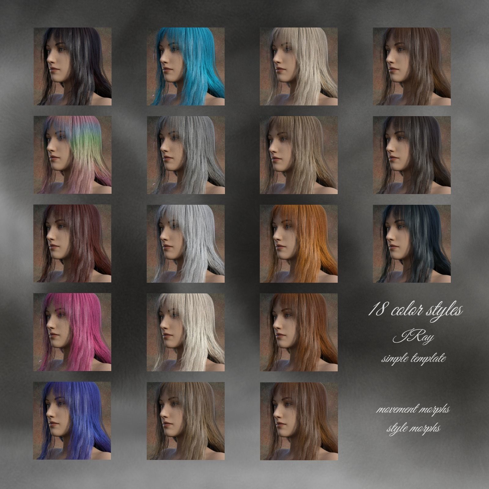 Fringe Hair for G8 and G9 Low-poly 3D model_5