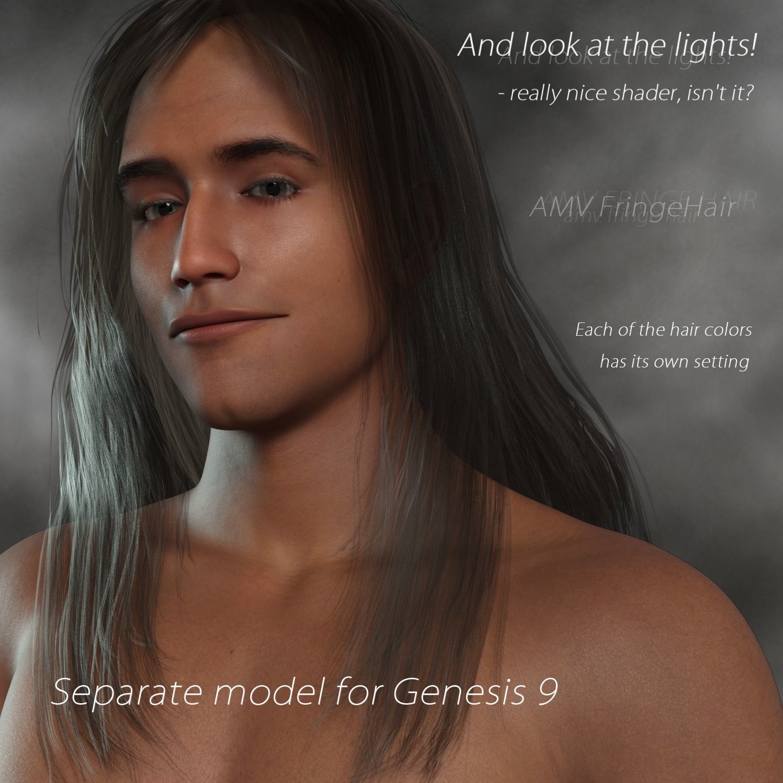 Fringe Hair for G8 and G9 Low-poly 3D model_2