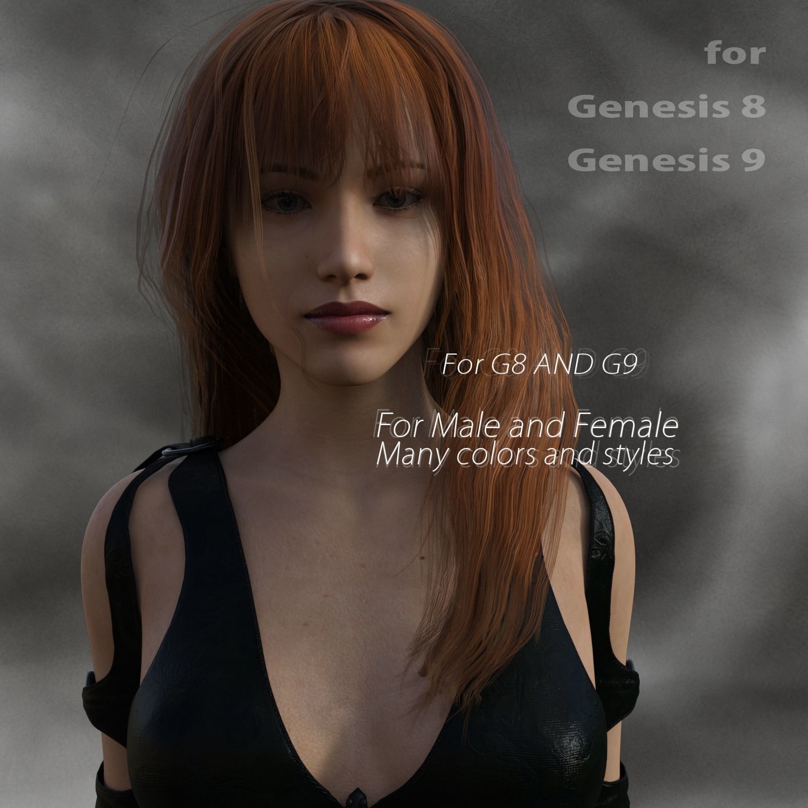 Fringe Hair for G8 and G9 Low-poly 3D model_3