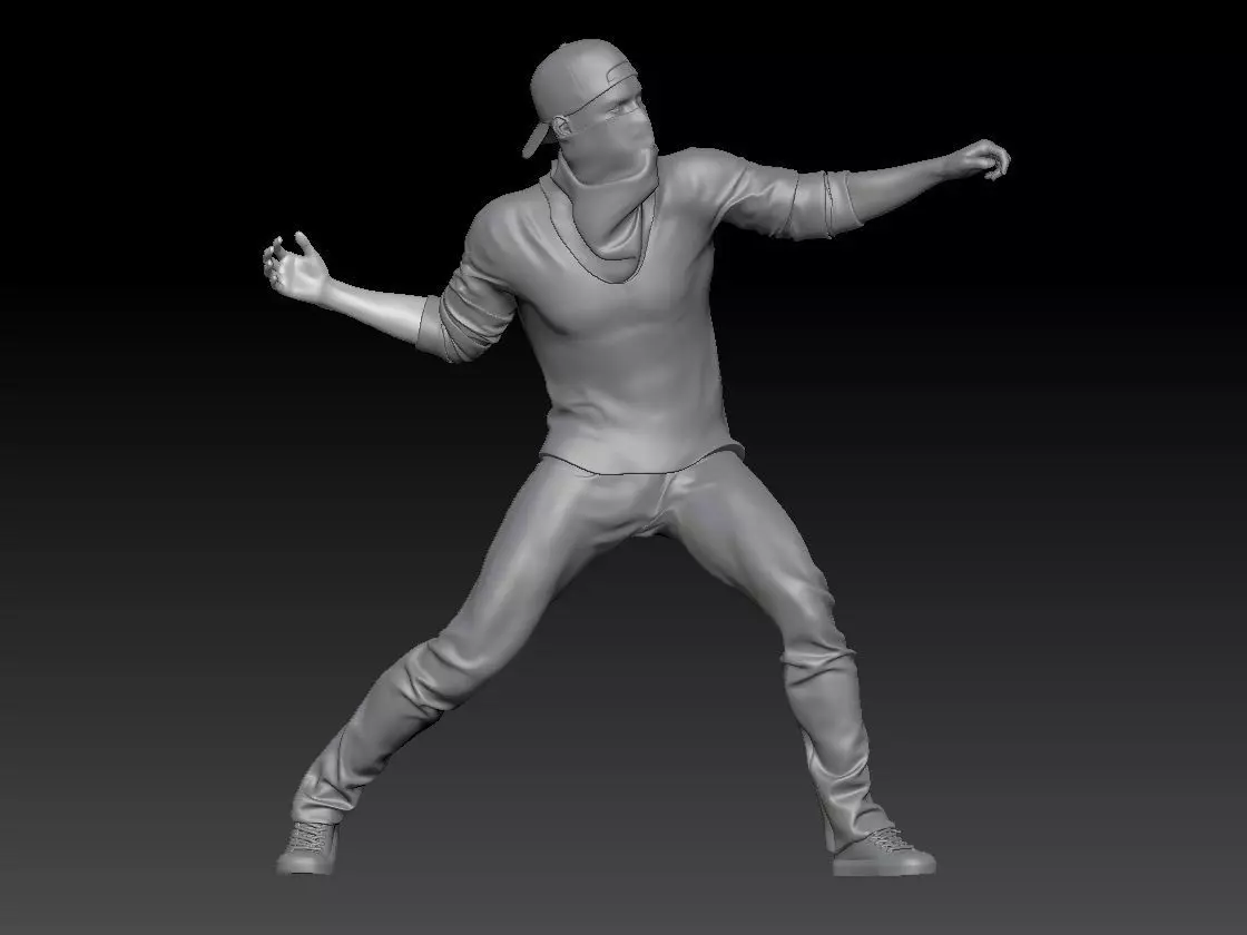 FAN-ART BOY BANKSY THROWER FLOWER BOMBER 3D print model