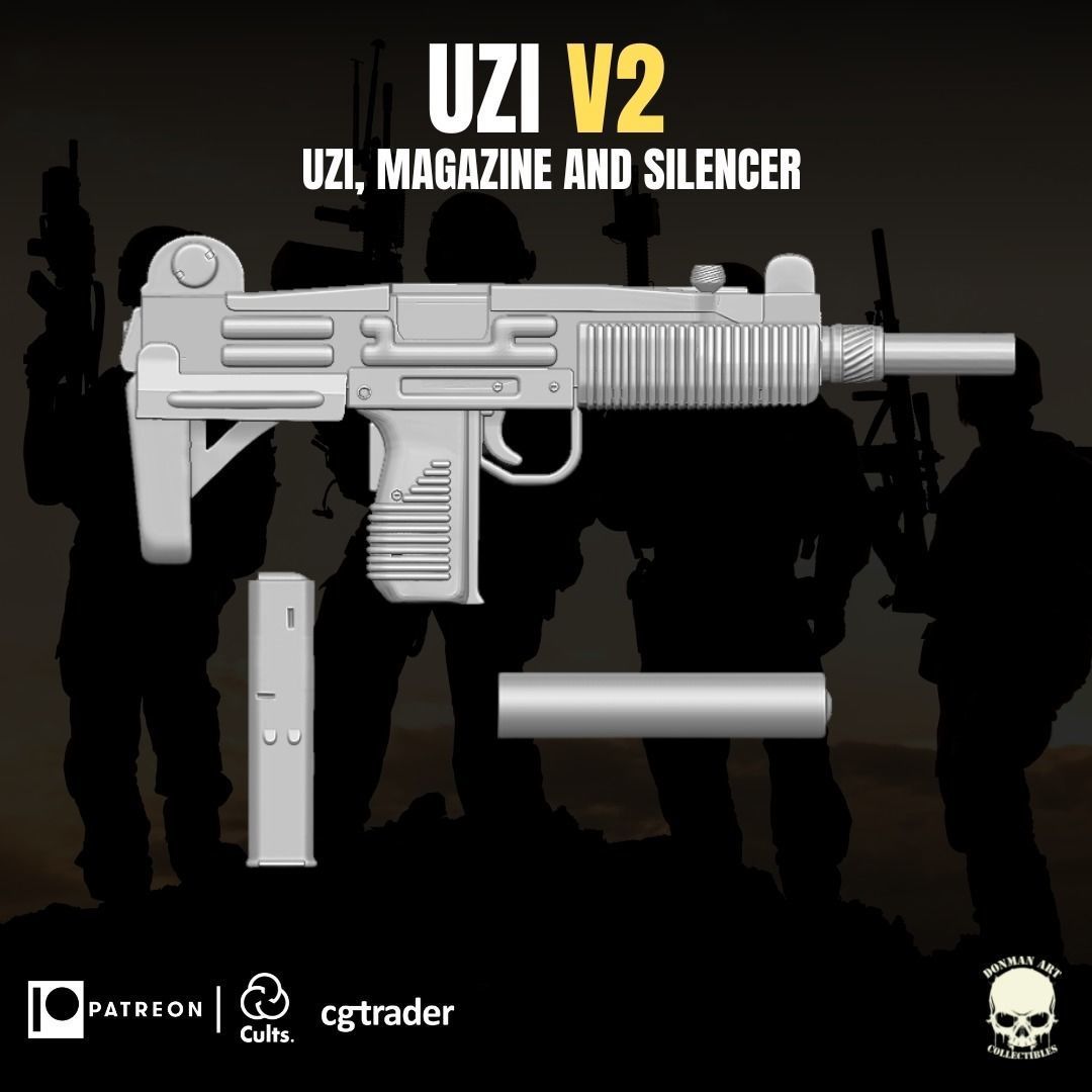 Accesory UZI V2 3D printable file for Action Figures 3D print model