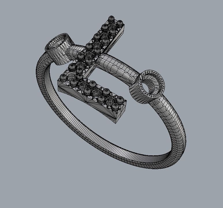 Diamond Letter Ring - L 3D print model_11