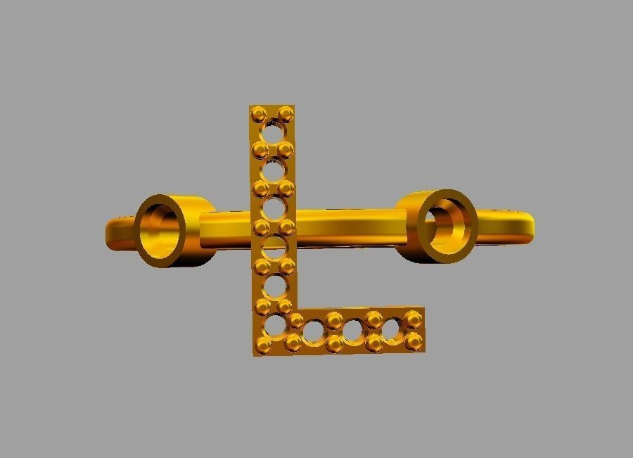 Diamond Letter Ring - L 3D print model_8