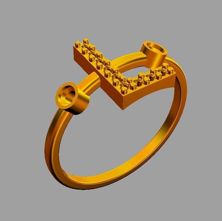 Diamond Letter Ring - L 3D print model_6