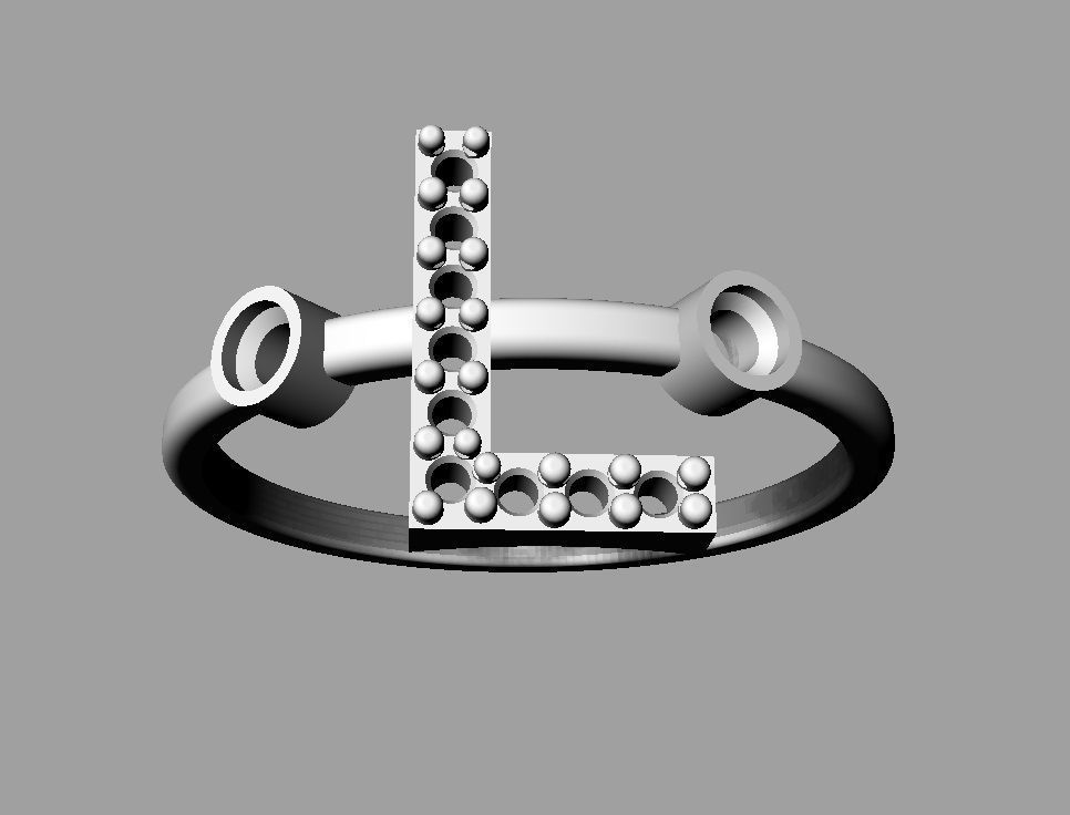 Diamond Letter Ring - L 3D print model_12